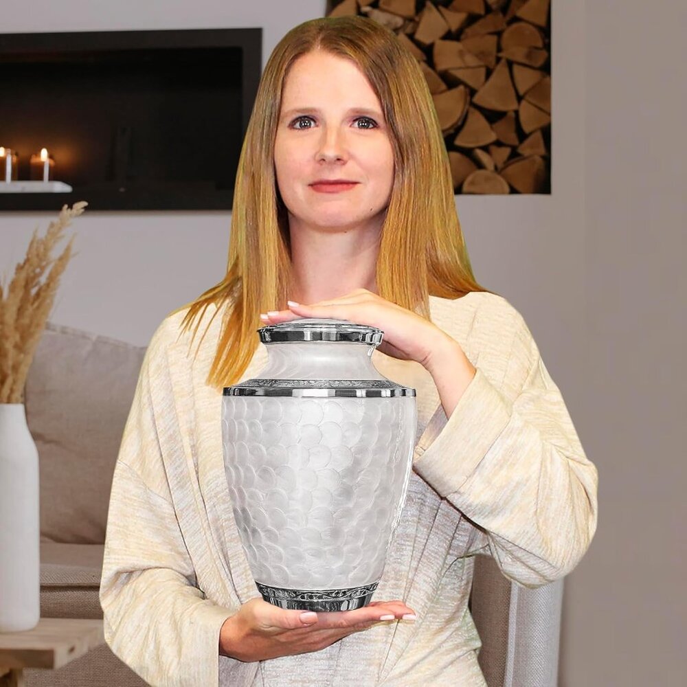 NEW Trupoint Memorials Gorgeous Large Opal & Silver Lining Large Urn for Humans - Picture 3 of 5
